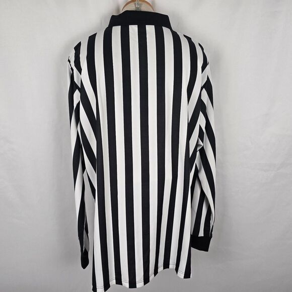 Cliff Keen Athletic Referee Shirt Men's XXL Black White Stripe Long Sleeve Zip - Picture 12 of 15
